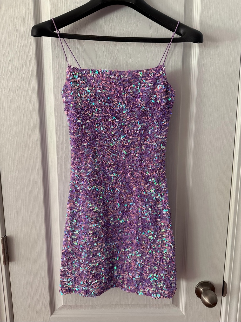 Thirty thirty Lavender Sequin Spaghetti-Strap Party Dress